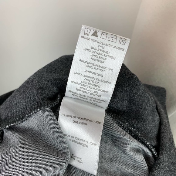 LOLË Gray Jersey Knit Dress Knee Length V-Neck Long Sleeves Stretch Size SMALL - Picture 8 of 8